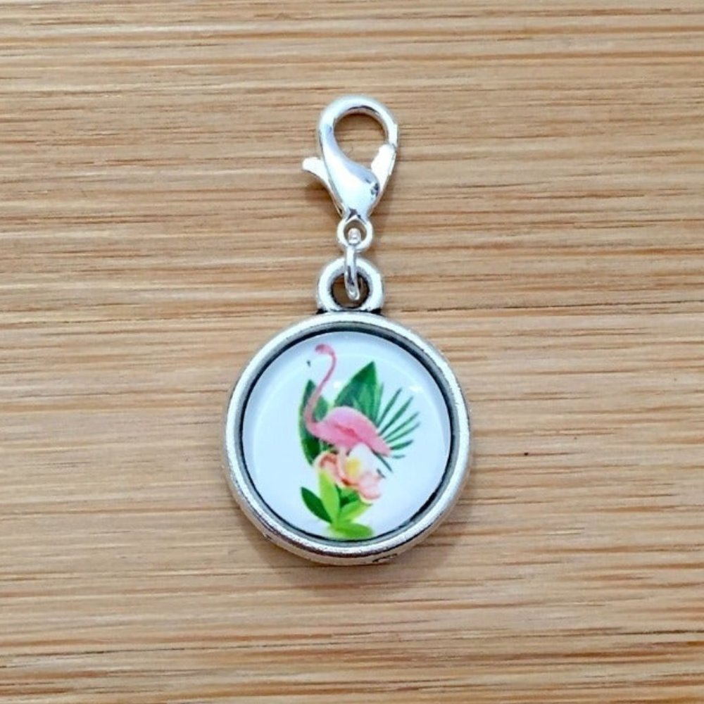 Planner charm Flamingo Glass Cabochon